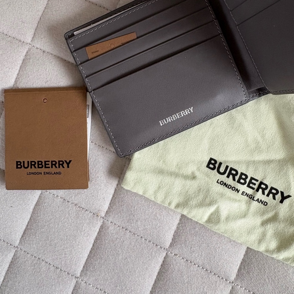 Burberry Gray Leather Bifold Wallet - Picture 3 of 3